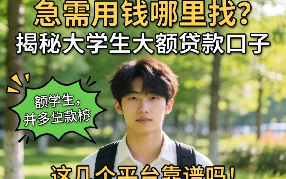 大学生急需用钱哪里找？揭秘大学生大额贷款口子，这几个平台靠谱吗？