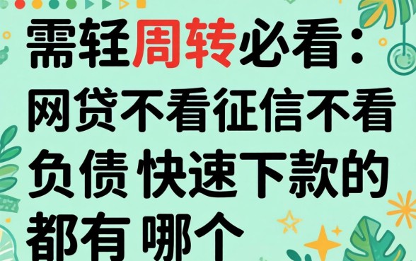 急需周转必看:网贷不看征信不看负债快速下款的都有哪个