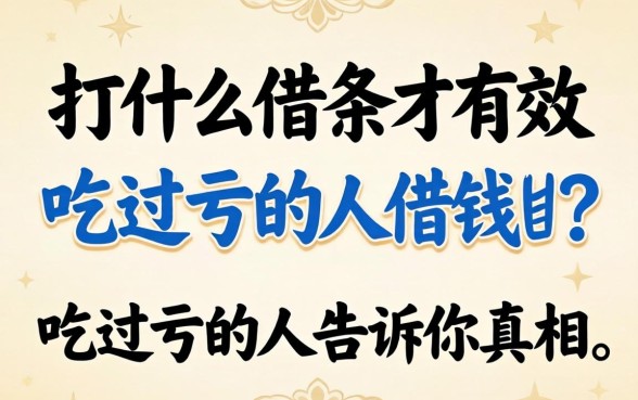 借钱打什么借条才有效？吃过亏的人告诉你真相
