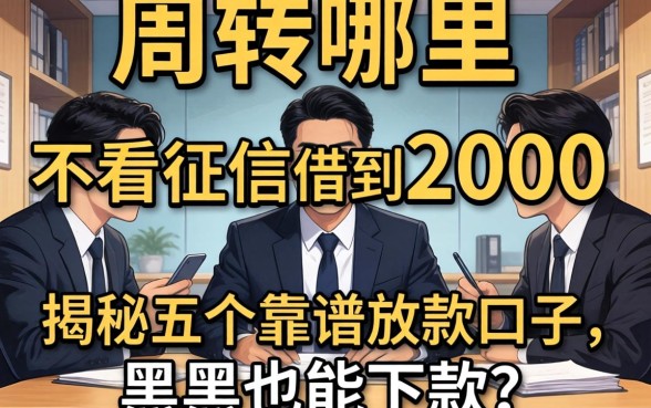 急需周转哪里能不看征信借到2000？揭秘五个靠谱放款口子，黑户也能下款？