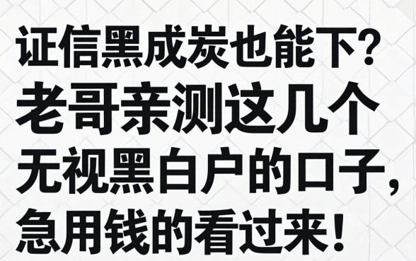 征信黑成炭也能下？老哥亲测这几个无视黑白户的口子，急用钱的看过来！