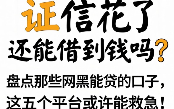 征信花了还能借到钱吗？盘点那些2026网黑能贷的口子，这五个平台或许能救急！