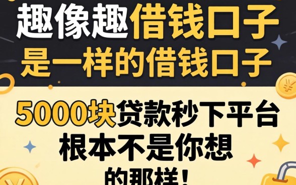 我试了那些像趣分期一样的借钱口子，发现5000块贷款秒下平台根本不是你想的那样