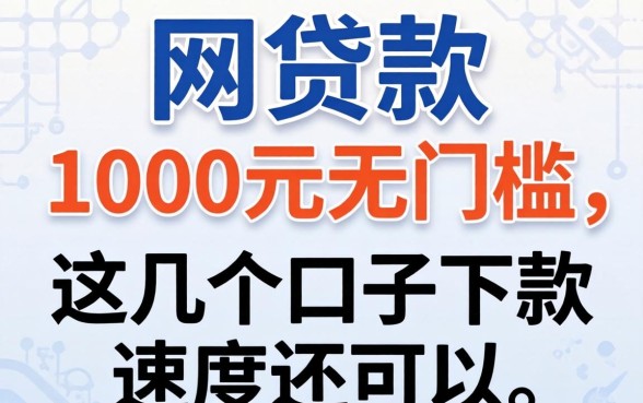 实测网贷款1000元无门槛，这几个口子下款速度还可以
