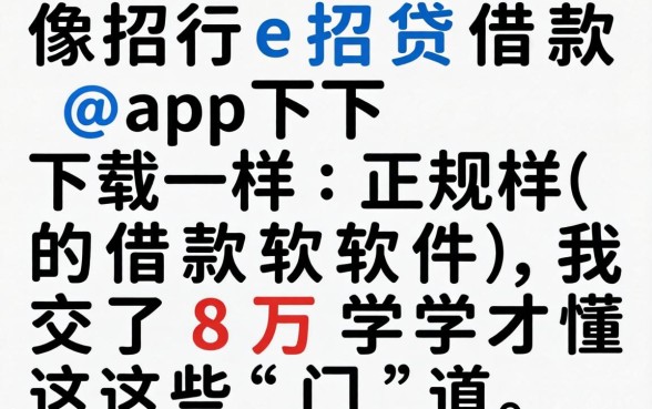 找像招行e招贷借款app下载一样正规的借款软件，我交了8万学费才懂这些门道