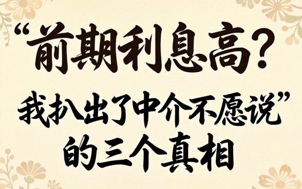 贷款前期利息高？我扒出了中介不愿说的三个真相
