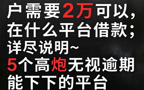 黑户需要2万可以在什么平台借款，详尽说明5个高炮无视逾期能下的平台