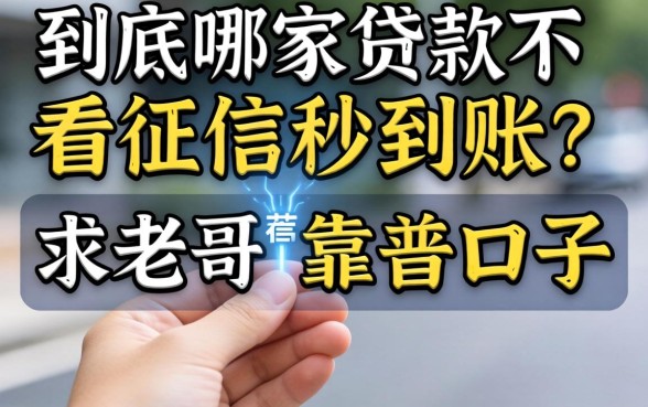 手头紧想下款，到底哪家贷款不看征信秒到账？求老哥推荐靠谱口子！