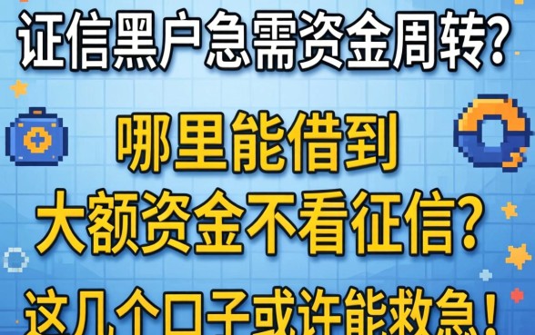 征信黑户急需资金周转？哪里能借到大额资金不看征信？这几个口子或许能救急！