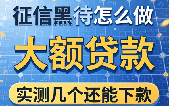 征信黑该怎么做大额贷款？实测几个还能下款的渠道