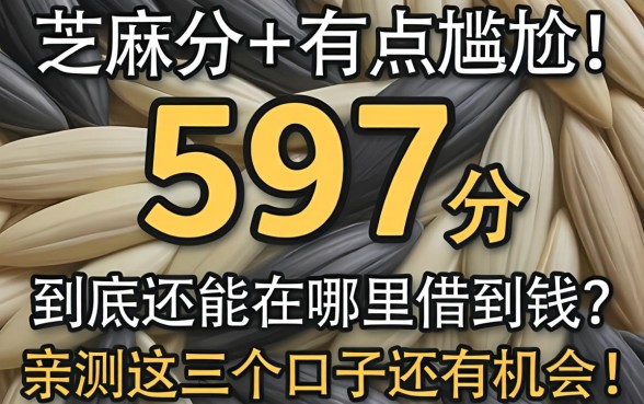 芝麻分597分有点尴尬，到底还能在哪里借到钱？亲测这几个口子还有机会！