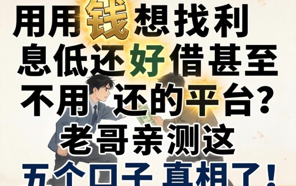 急用钱想找利息低还好借甚至不用还的平台?老哥亲测这五个口子真相了!