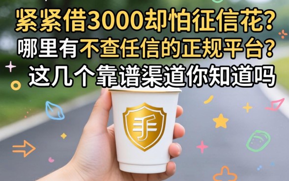 手头紧想借3000却怕征信花？哪里有不查征信的正规平台？这几个靠谱渠道你知道吗？