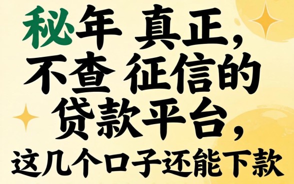 揭秘2026年真正不查征信的贷款平台，这几个口子还能下款