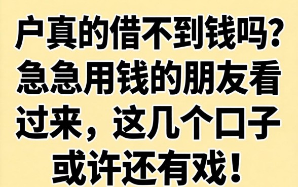 黑户真的借不到钱吗？急用钱的朋友看过来，这几个口子或许还有戏！