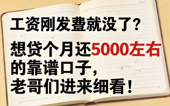 工资刚发就没了？想贷个月还5000左右的靠谱口子，老哥们进来细看！