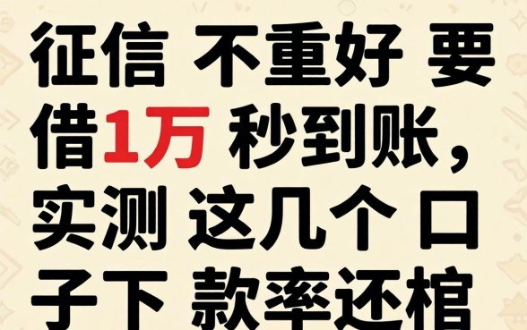 征信不好要借1万秒到账，实测这几个口子下款率还行