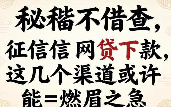 揭秘2026不查征信网贷下款，这几个渠道或许能解燃眉之急