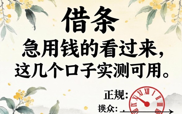 2026正规个人借条：急用钱的看过来这几个口子实测可用