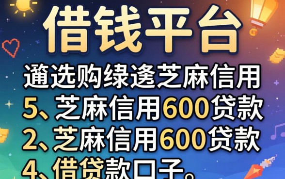 有没有哪些借钱平台，遴选5个芝麻信用600贷款口子