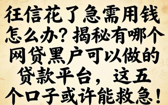 征信花了急需用钱怎么办？揭秘有哪个网贷黑户可以做的贷款平台，这五个口子或许能救急！