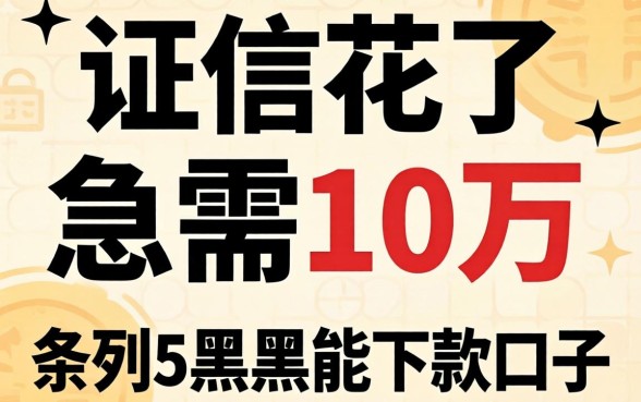 征信花了急需10万，条列5个黑户能下款的口子
