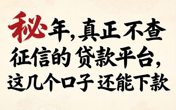 揭秘2026年真正不查征信的贷款平台，这几个口子还能下款