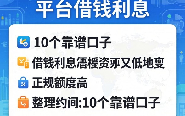 哪个平台借钱利息又低又正规额度高？整理了10个靠谱口子