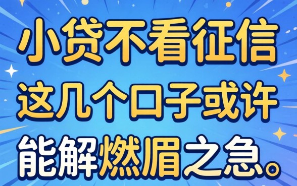 实测那种小贷不看征信，这几个口子或许能解燃眉之急