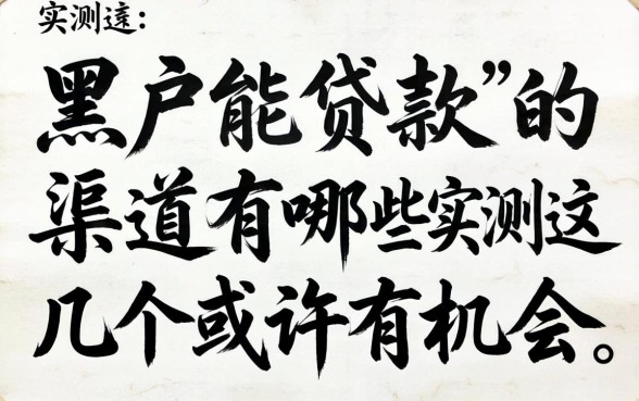 求黑户能贷款的渠道有哪些?实测这几个或许有机会