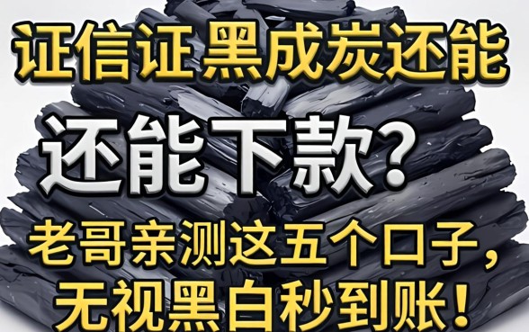征信黑成炭还能下款?老哥亲测这五个口子,无视黑白秒到账!