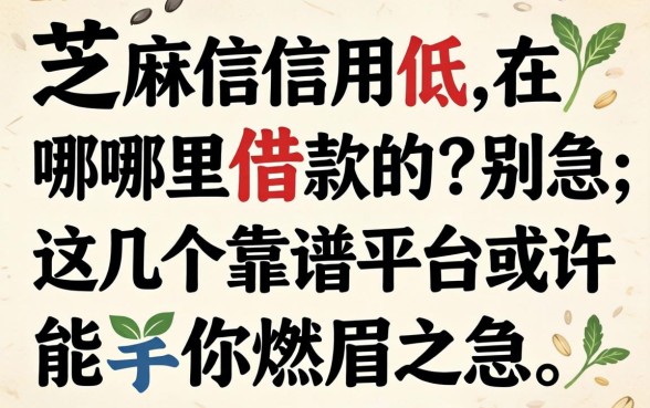 芝麻信用低在哪里借款的？别急，这几个靠谱平台或许能解你燃眉之急