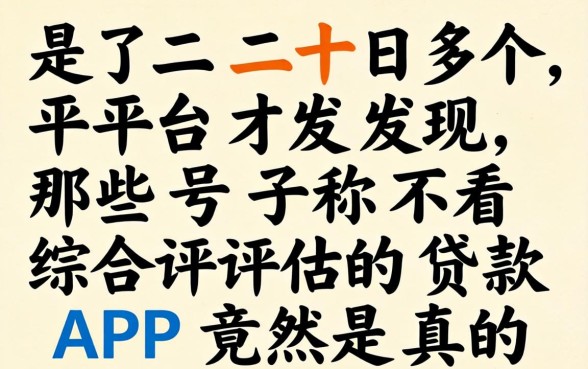 我试了二十多个平台才发现，那些号称不看综合评估的贷款APP竟然是真的