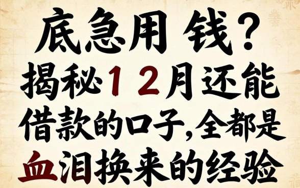 年底急用钱？揭秘12月还能借款的口子，全是血泪换来的经验