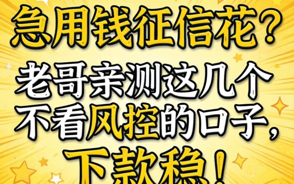 急用钱征信花？老哥亲测这几个不看风控的口子，下款稳！