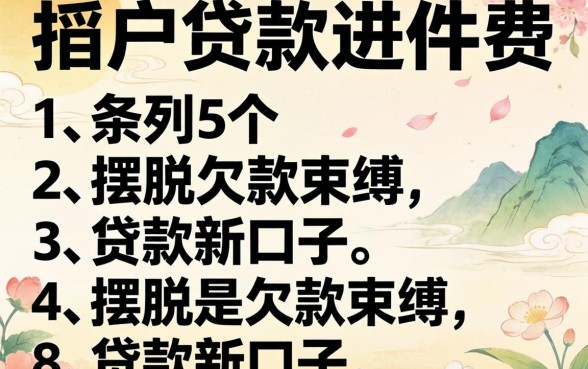 黑户贷款进件费，条列5个摆脱欠款束缚贷款新口子