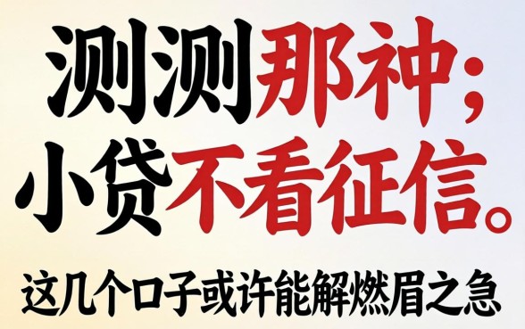 实测那种小贷不看征信，这几个口子或许能解燃眉之急
