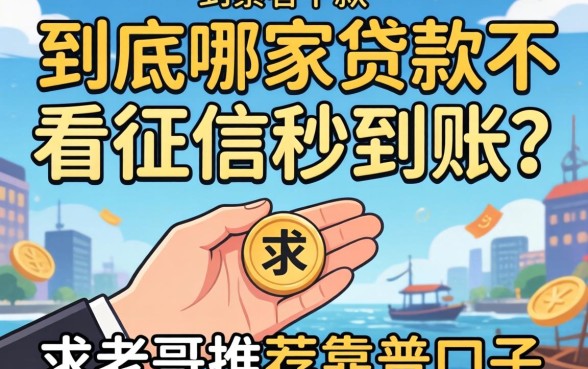 手头紧想下款，到底哪家贷款不看征信秒到账？求老哥推荐靠谱口子！