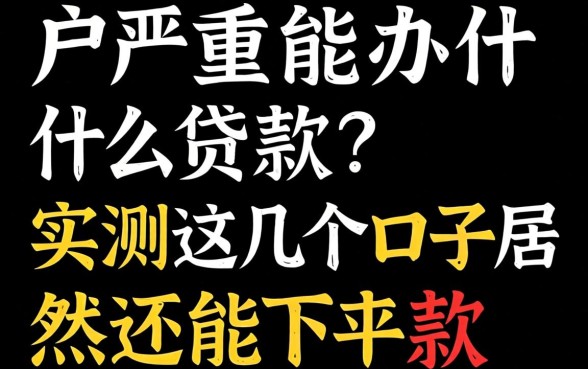 黑户严重能办什么贷款？实测这几个口子居然还能下款