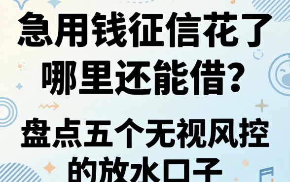 急用钱征信花了哪里还能借？盘点五个无视风控的放水口子