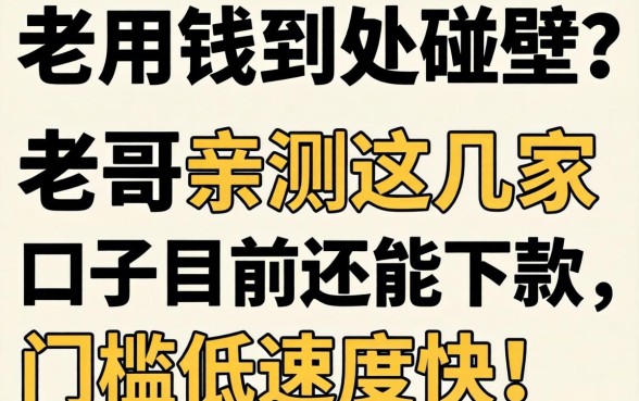 急用钱到处碰壁？老哥亲测这几家口子目前还能下款，门槛低速度快！