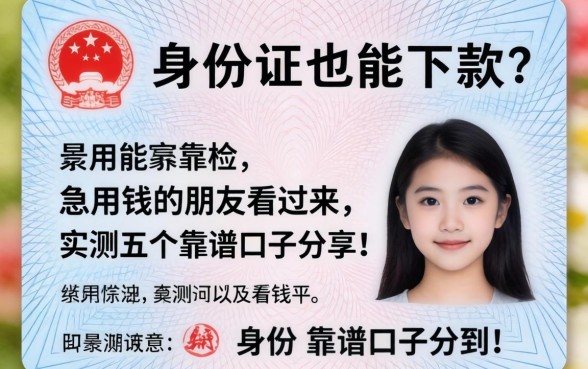 只有身份证也能下款？急用钱的朋友看过来，实测五个靠谱口子分享！