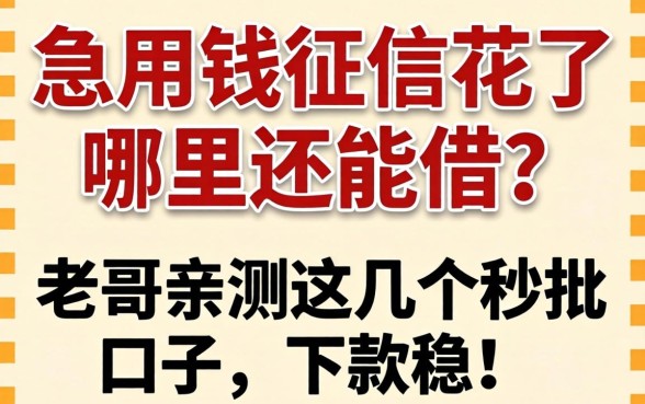 急用钱征信花了哪里还能借？老哥亲测这几个秒批口子，下款稳！