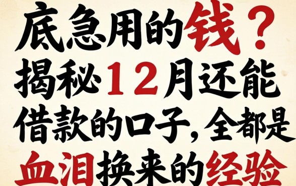 年底急用钱？揭秘12月还能借款的口子，全是血泪换来的经验