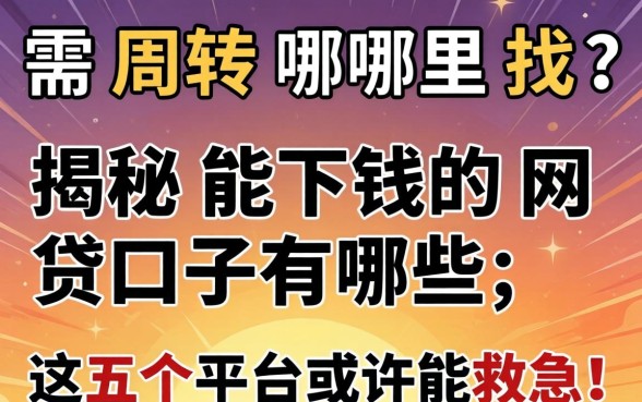 急需周转哪里找?揭秘能下钱的网贷口子有哪些,这五个平台或许能救急!