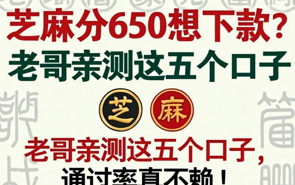 芝麻分650想下款？老哥亲测这五个口子，通过率真不赖！