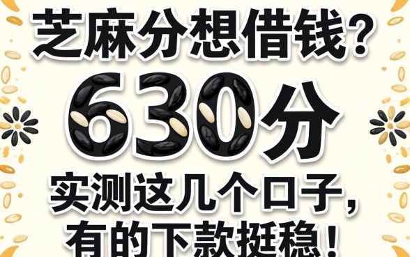 芝麻分630分想借钱？实测这几个口子，有的下款挺稳！
