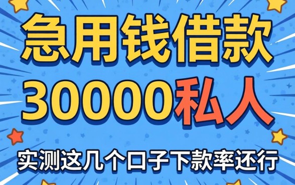 急用钱借款30000私人，实测这几个口子下款率还行