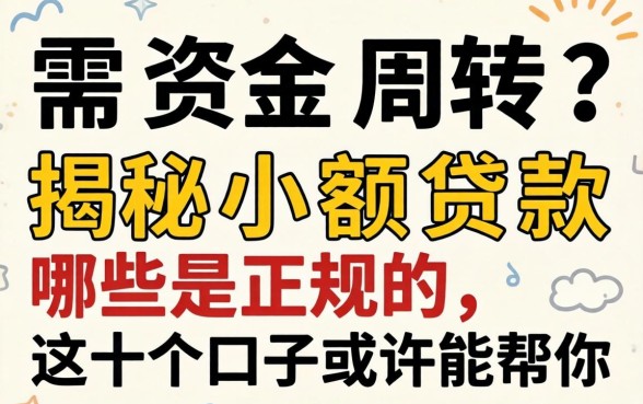 急需资金周转？揭秘小额贷款哪些是正规的，这十个口子或许能帮你