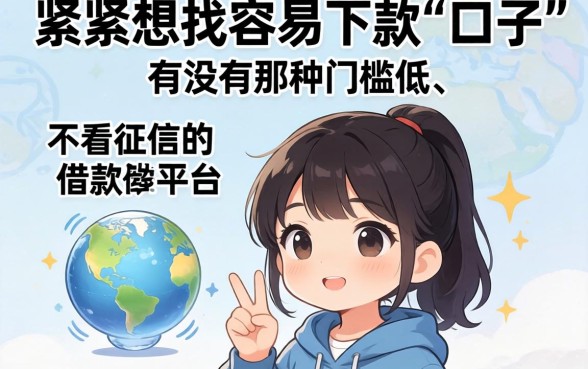 手头紧想找容易下款的口子，有没有那种门槛低、不看征信的借款平台推荐？